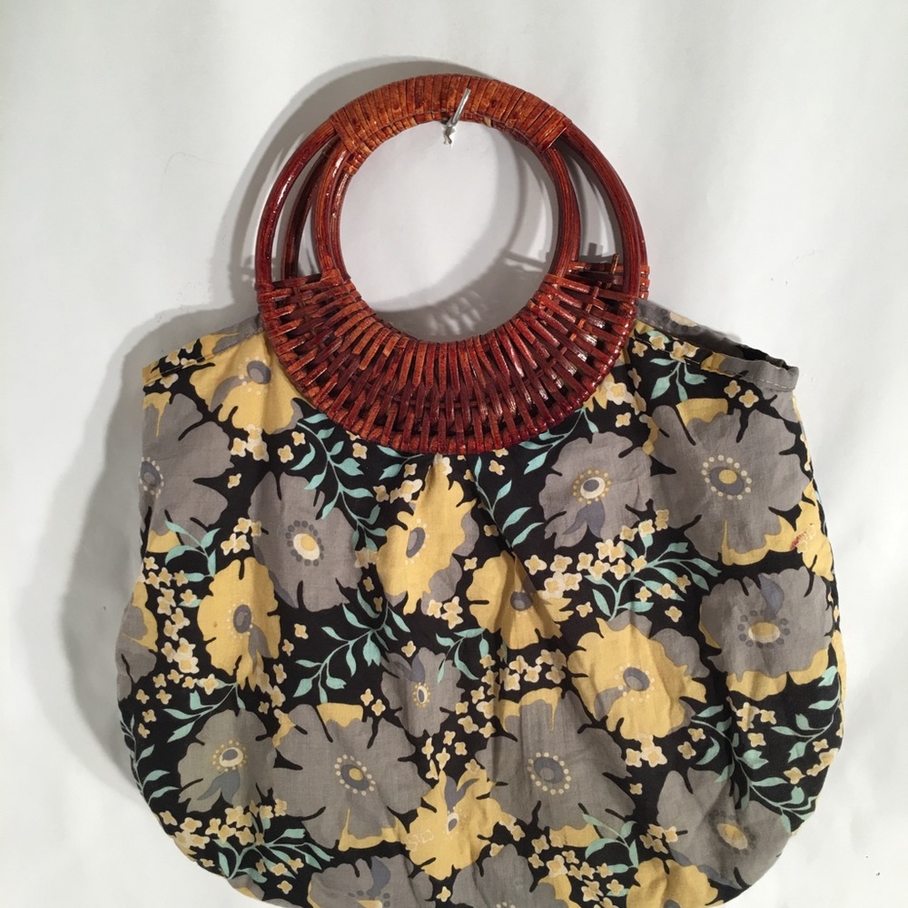 Amici Accessories floral handbag  bamboo handle